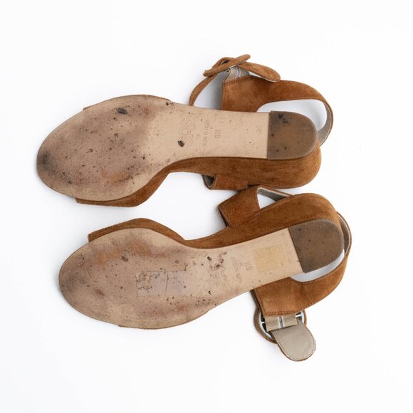 SAS Carine Wedge Sandals Women’s 6M Camel Brown Suede Leather Made in Italy - Picture 9 of 10